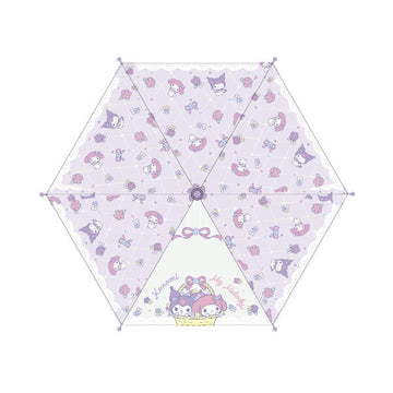 キャラクターキッズ傘40cm(セミオートろくろタイプ) マイメロディ&クロミ パープル60038 ジェイズプランニング 子供用雨傘 キッズアンブレラ ジェイズプランニング【ラッピング不可商品】【送料無料 沖縄・一部地域を除く】
